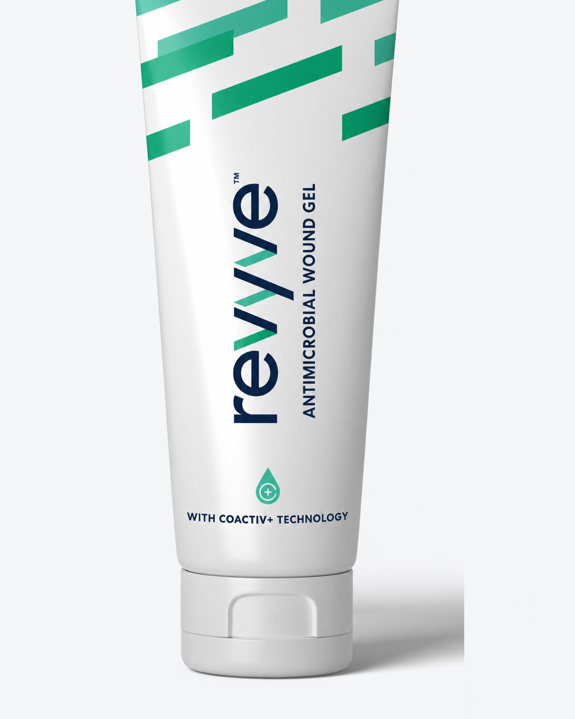 Revyve™ Antimicrobial Wound Gel tube label, with coactiv+ technology
